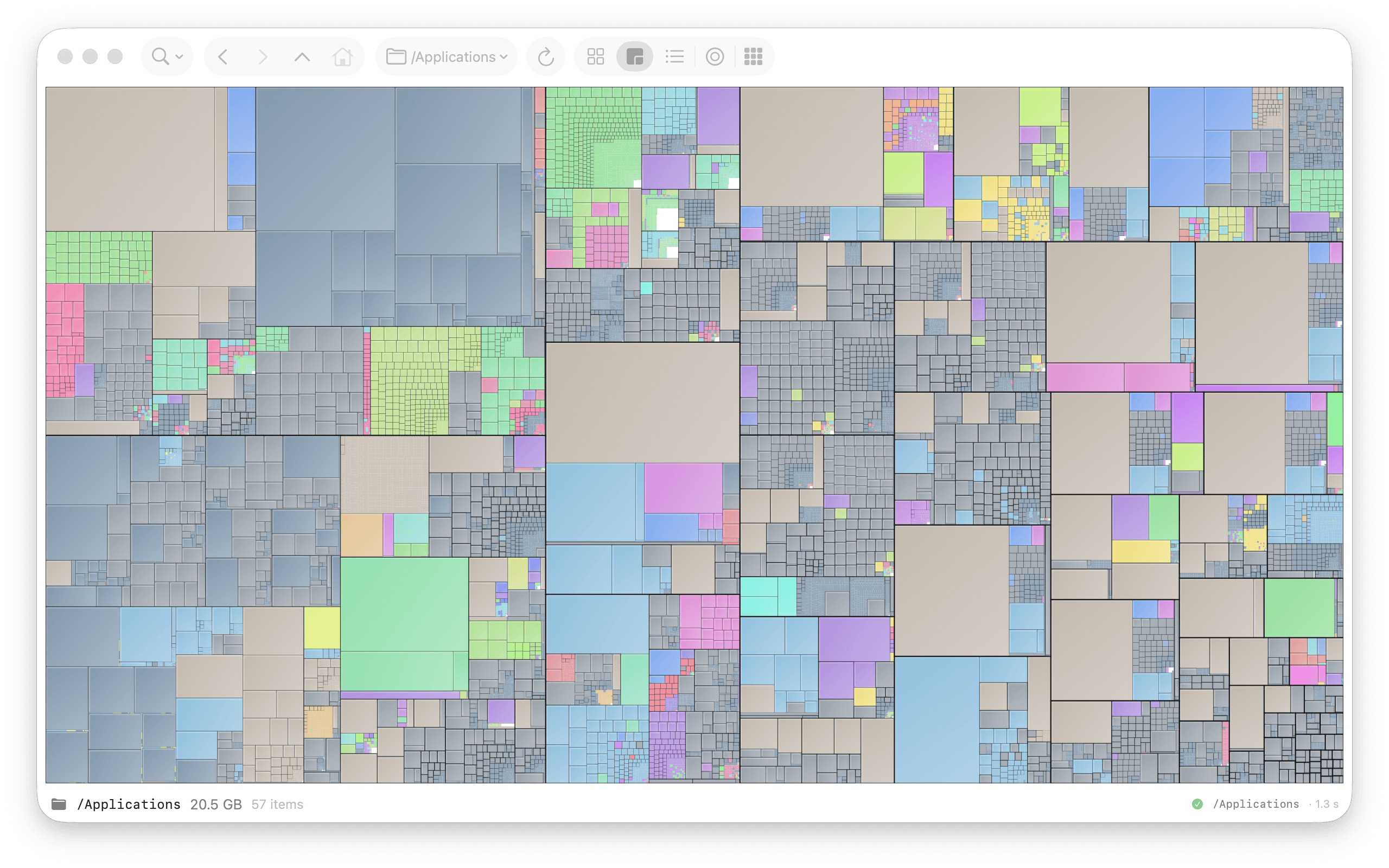 Mosaic view — nested rectangles sized by disk usage