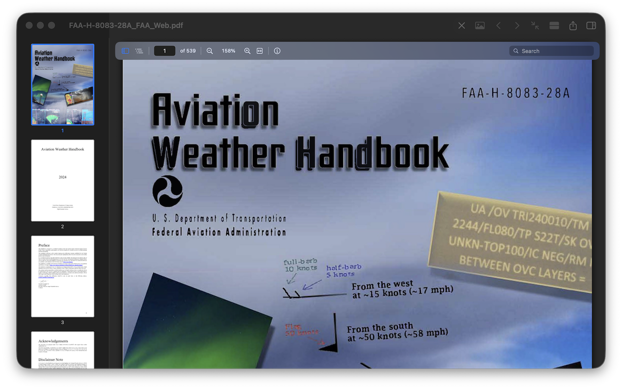 PDF document viewer with page thumbnails